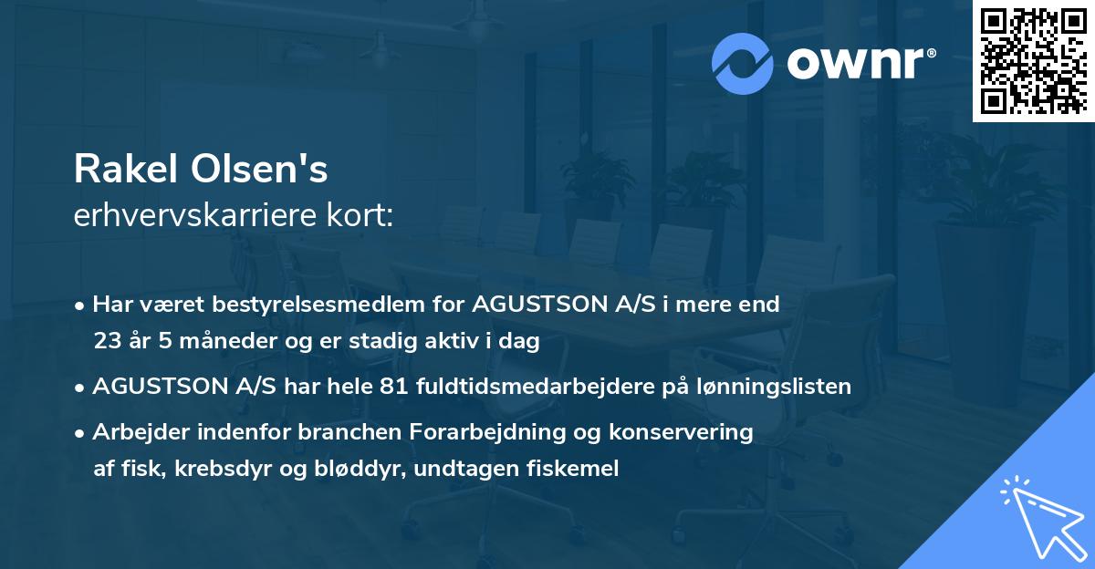 Rakel Olsen's erhvervskarriere kort