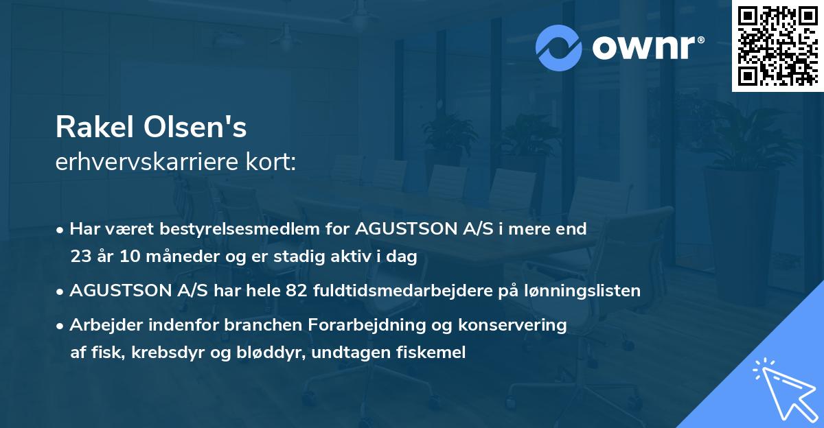 Rakel Olsen's erhvervskarriere kort