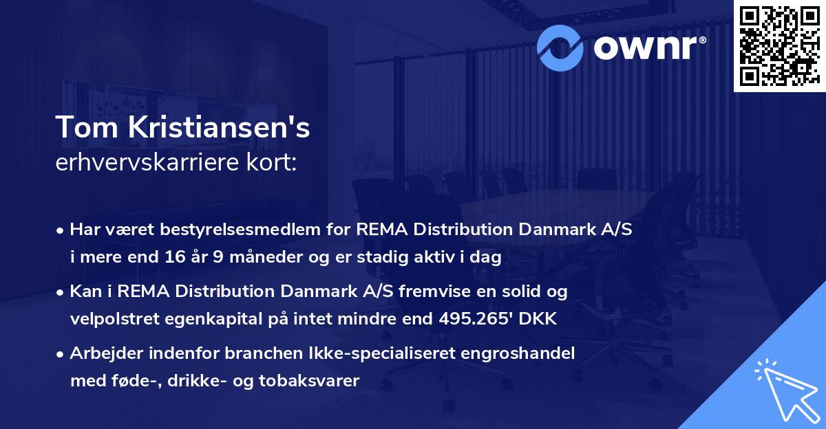 Tom Kristiansen's erhvervskarriere kort