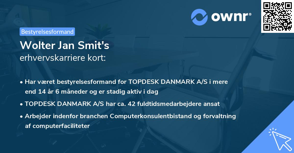 Wolter Jan Smit's erhvervskarriere kort