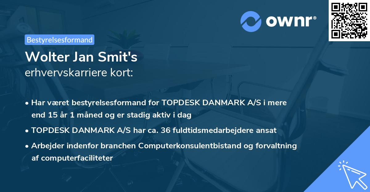 Wolter Jan Smit's erhvervskarriere kort