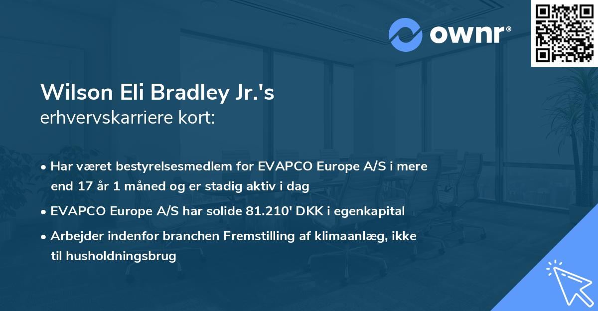 Wilson Eli Bradley Jr.'s erhvervskarriere kort