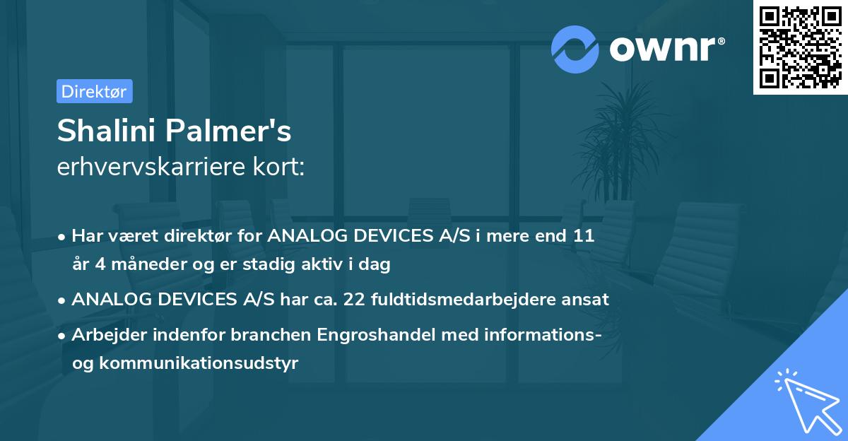 Shalini Palmer's erhvervskarriere kort