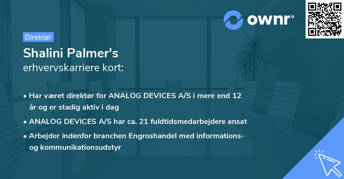 Shalini Palmer's erhvervskarriere kort