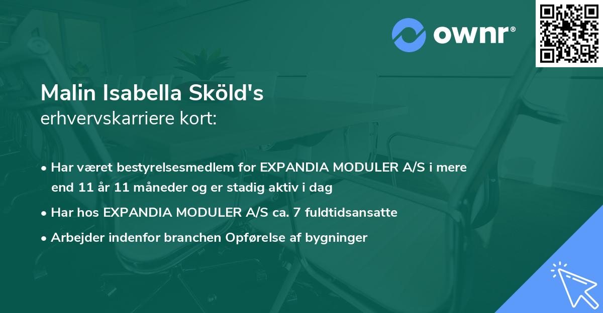 Malin Isabella Sköld's erhvervskarriere kort