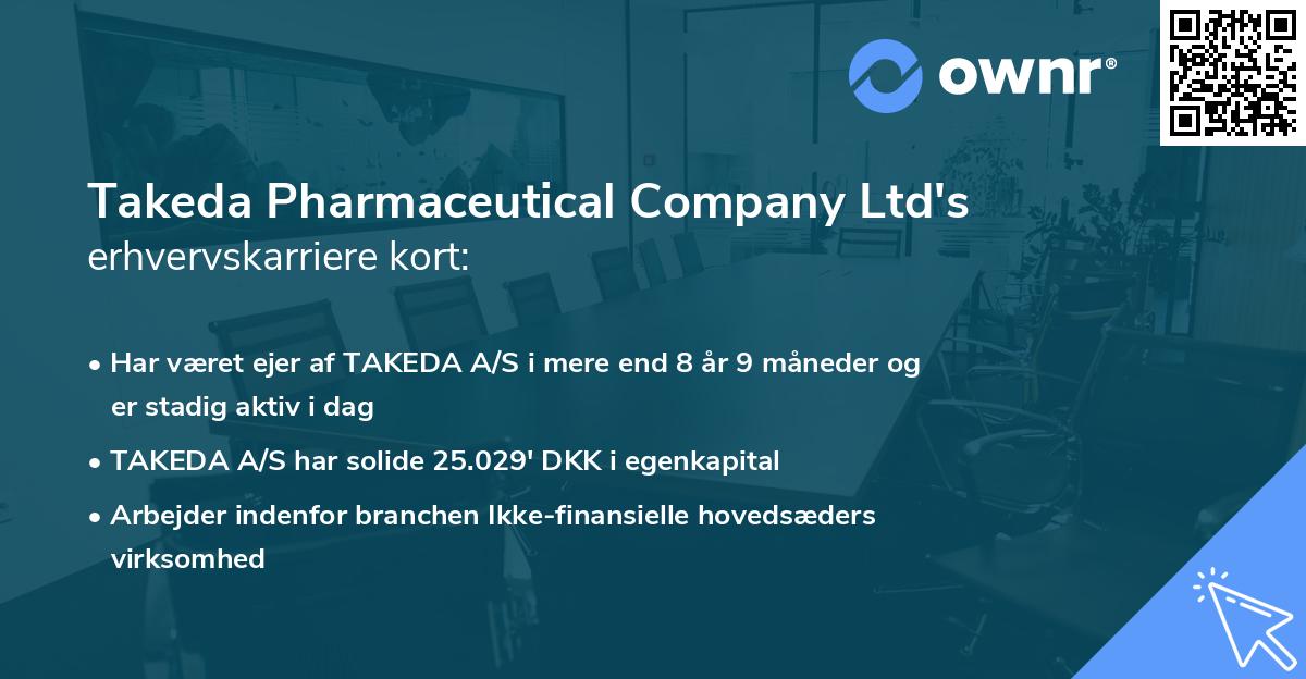 Takeda Pharmaceutical Company Ltd's erhvervskarriere kort