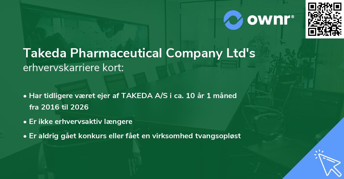 Takeda Pharmaceutical Company Ltd's erhvervskarriere kort