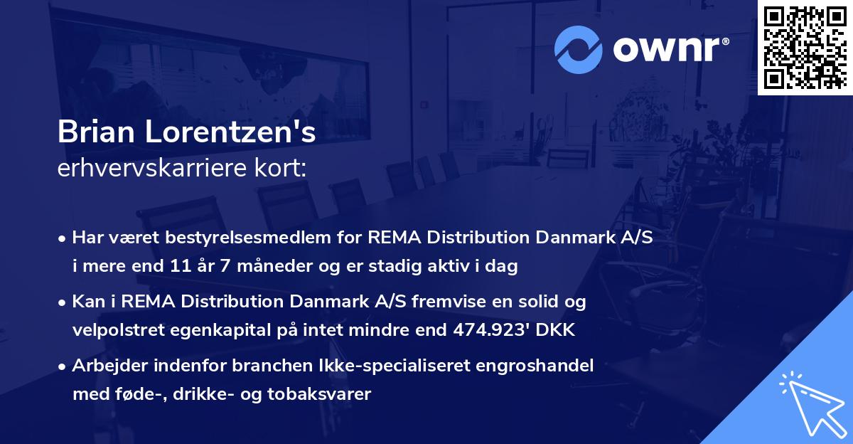 Brian Lorentzen's erhvervskarriere kort
