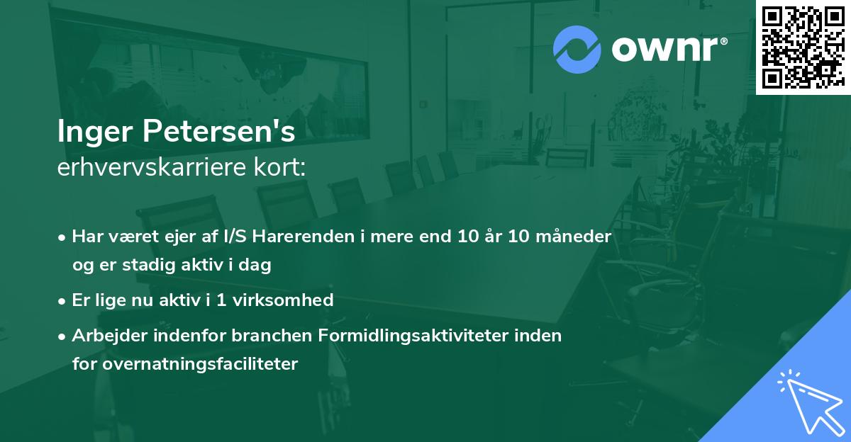Inger Petersen's erhvervskarriere kort