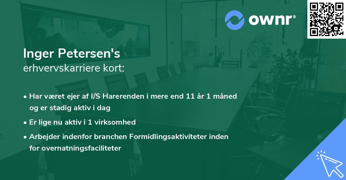 Inger Petersen's erhvervskarriere kort