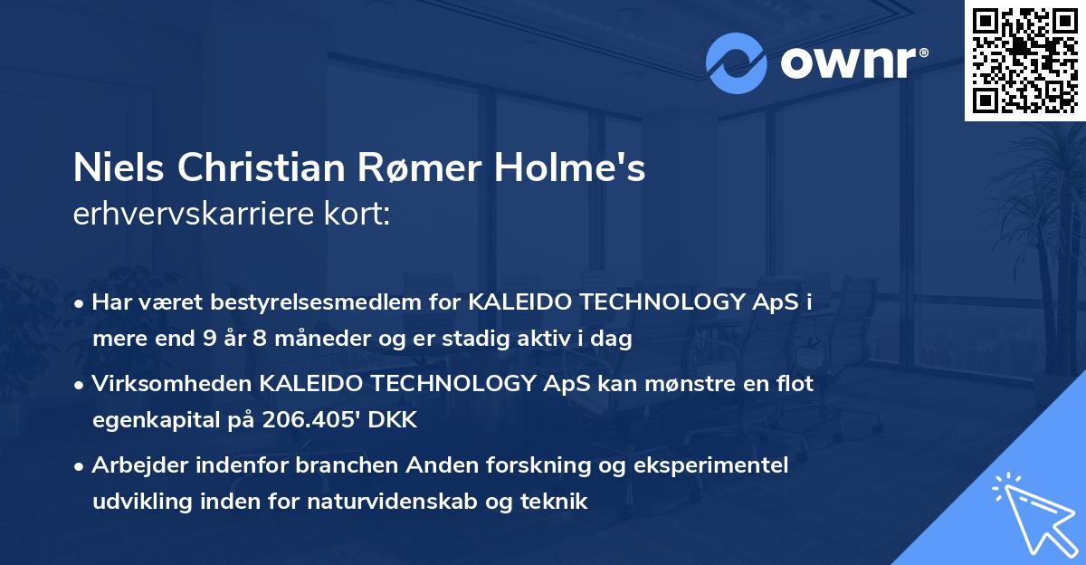 Niels Christian Rømer Holme's erhvervskarriere kort