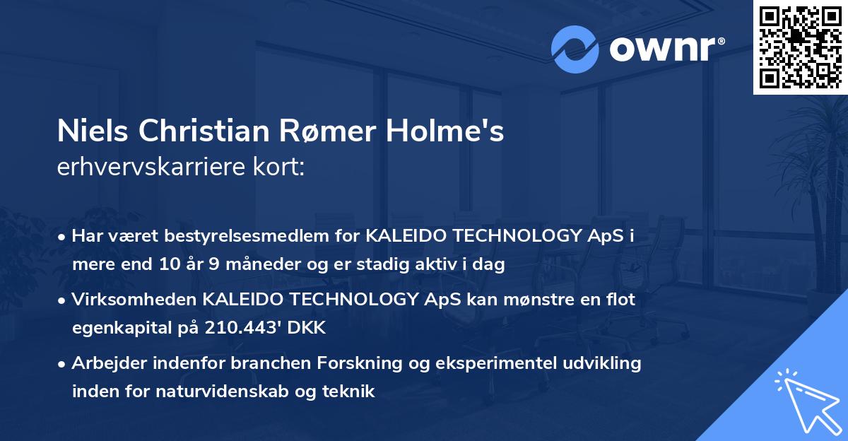 Niels Christian Rømer Holme's erhvervskarriere kort
