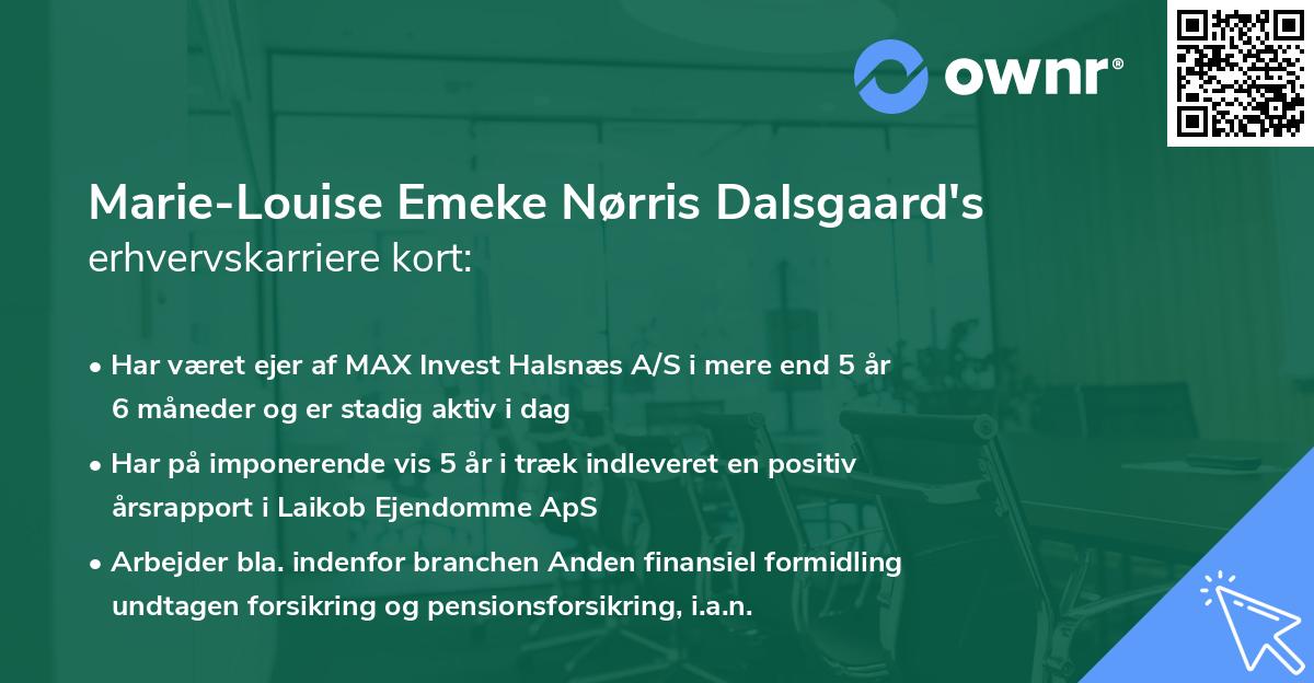 Marie-Louise Emeke Nørris Dalsgaard's erhvervskarriere kort