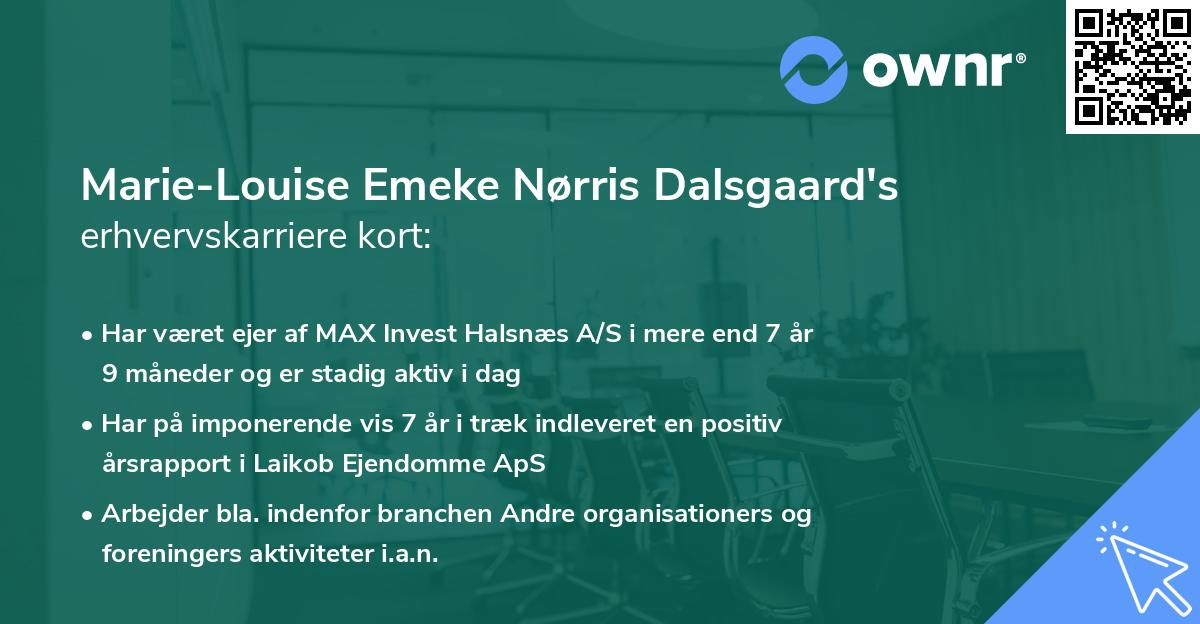 Marie-Louise Emeke Nørris Dalsgaard's erhvervskarriere kort