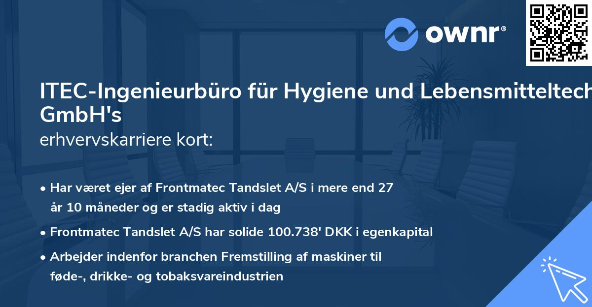 ITEC-Ingenieurbüro für Hygiene und Lebensmitteltechnik GmbH's erhvervskarriere kort