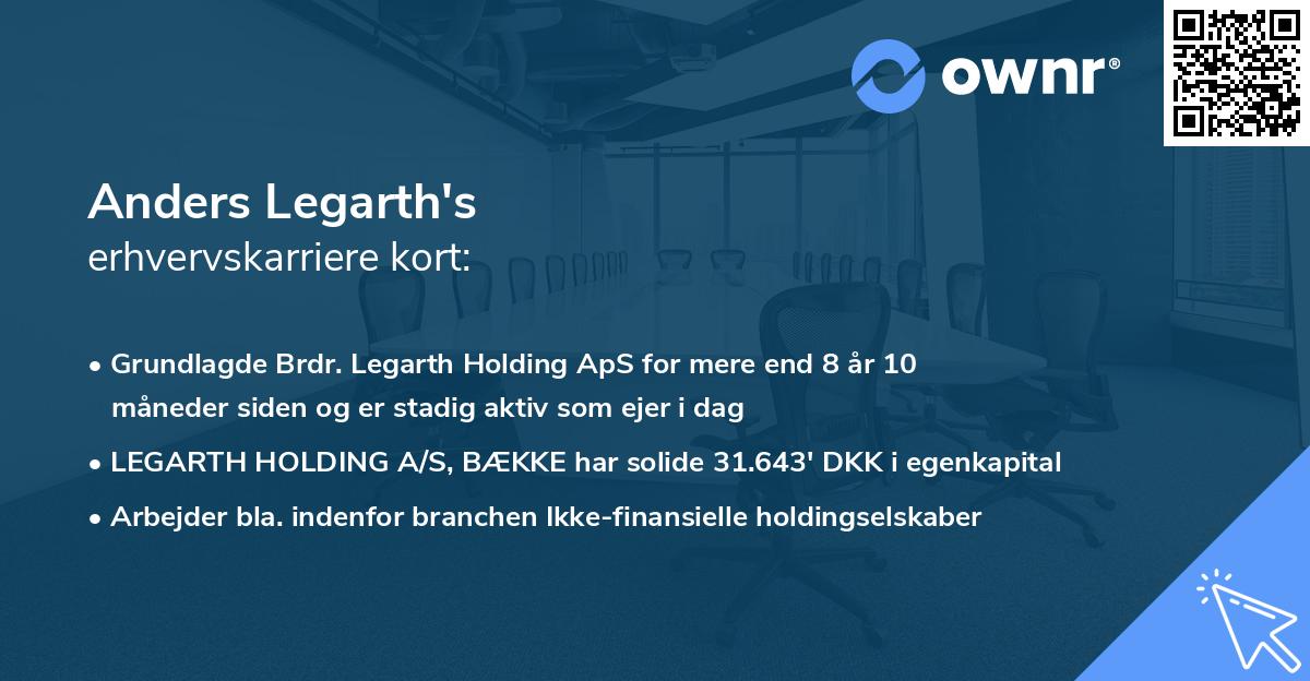 Anders Legarth's erhvervskarriere kort