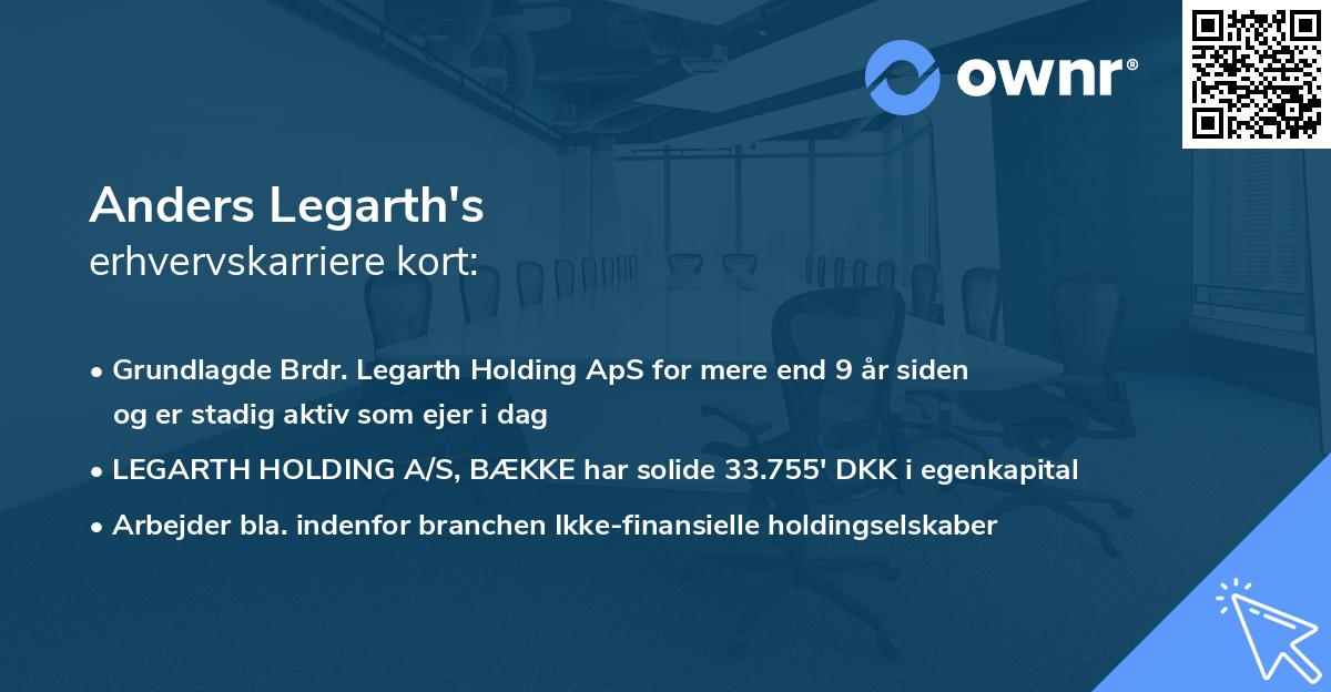 Anders Legarth's erhvervskarriere kort