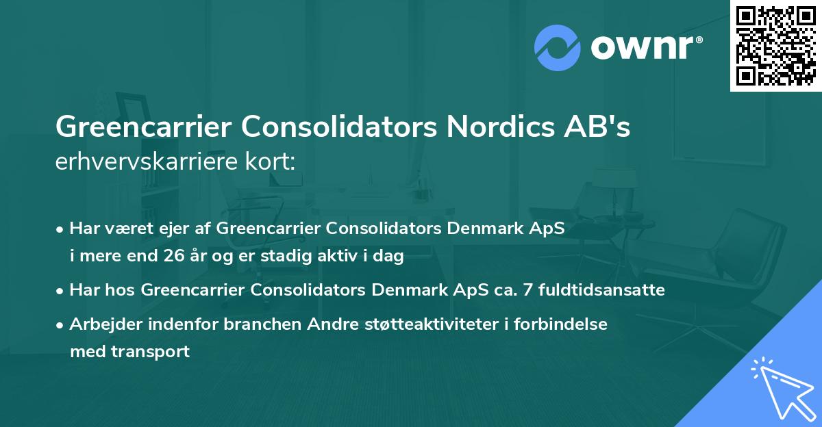 Greencarrier Consolidators Nordics AB's erhvervskarriere kort