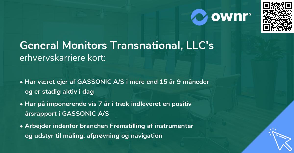 General Monitors Transnational, LLC's erhvervskarriere kort