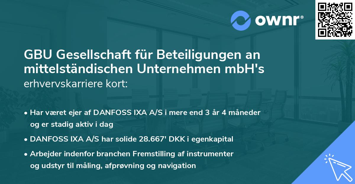 GBU Gesellschaft für Beteiligungen an mittelständischen Unternehmen mbH's erhvervskarriere kort