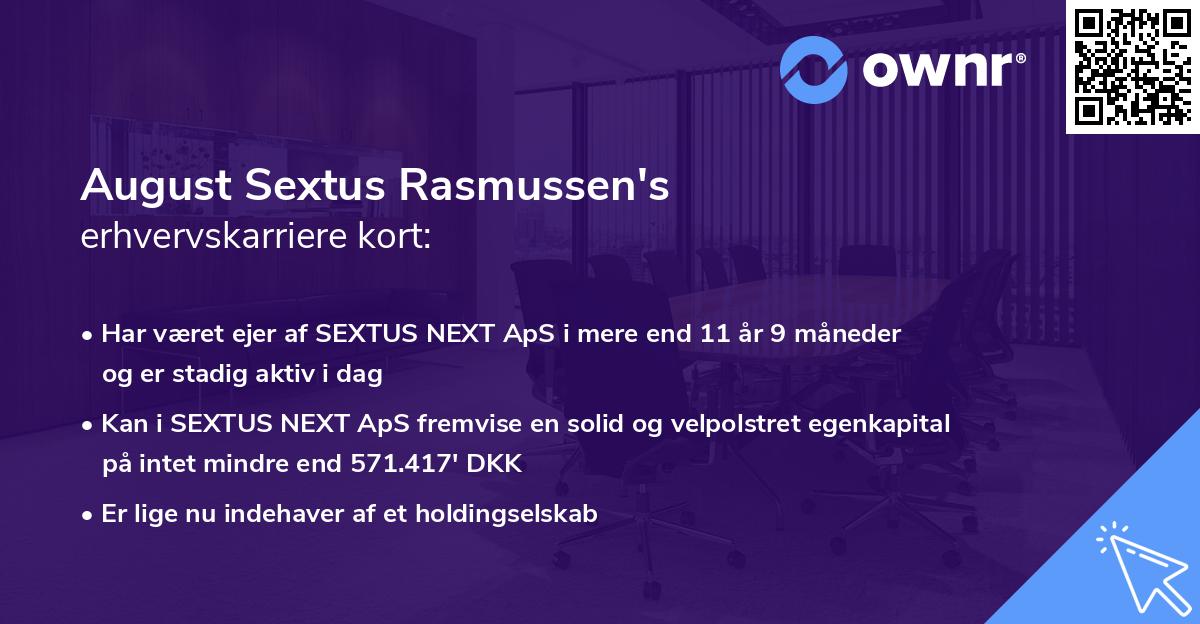 August Sextus Rasmussen's erhvervskarriere kort