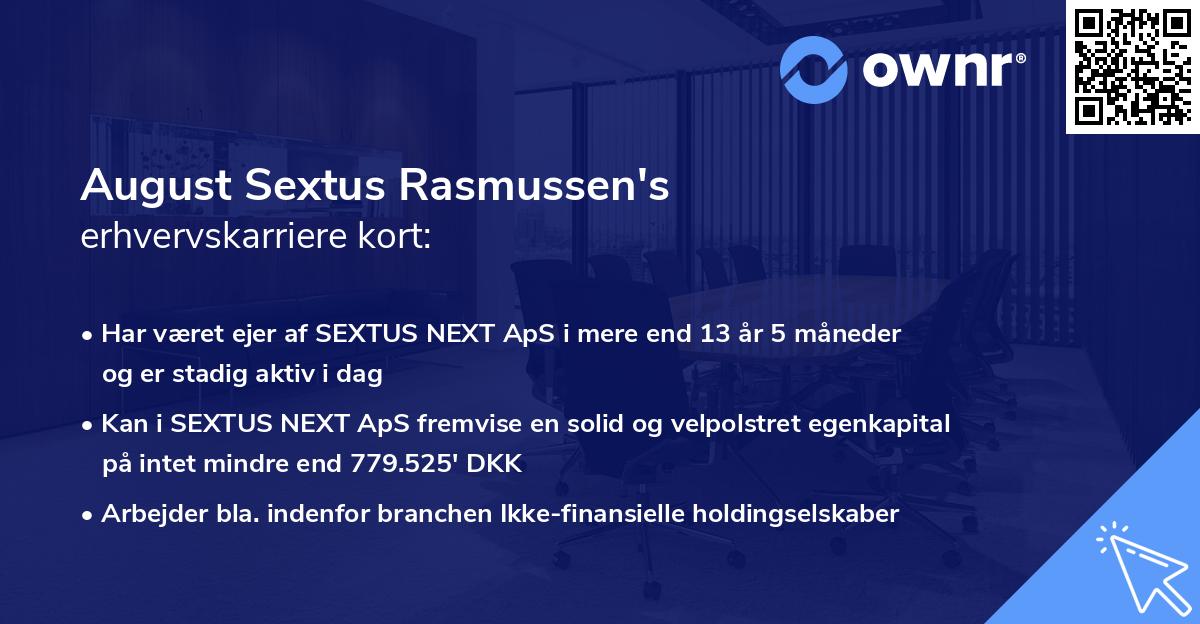 August Sextus Rasmussen's erhvervskarriere kort