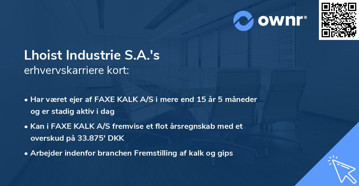 Lhoist Industrie S.A.'s erhvervskarriere kort