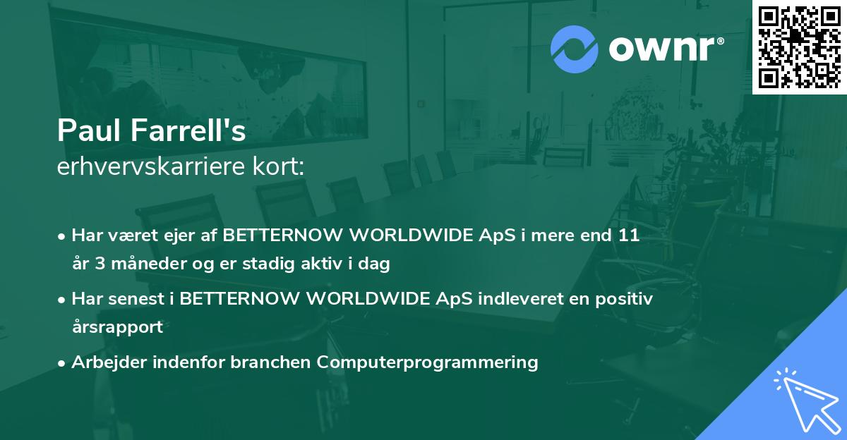 Paul Farrell's erhvervskarriere kort