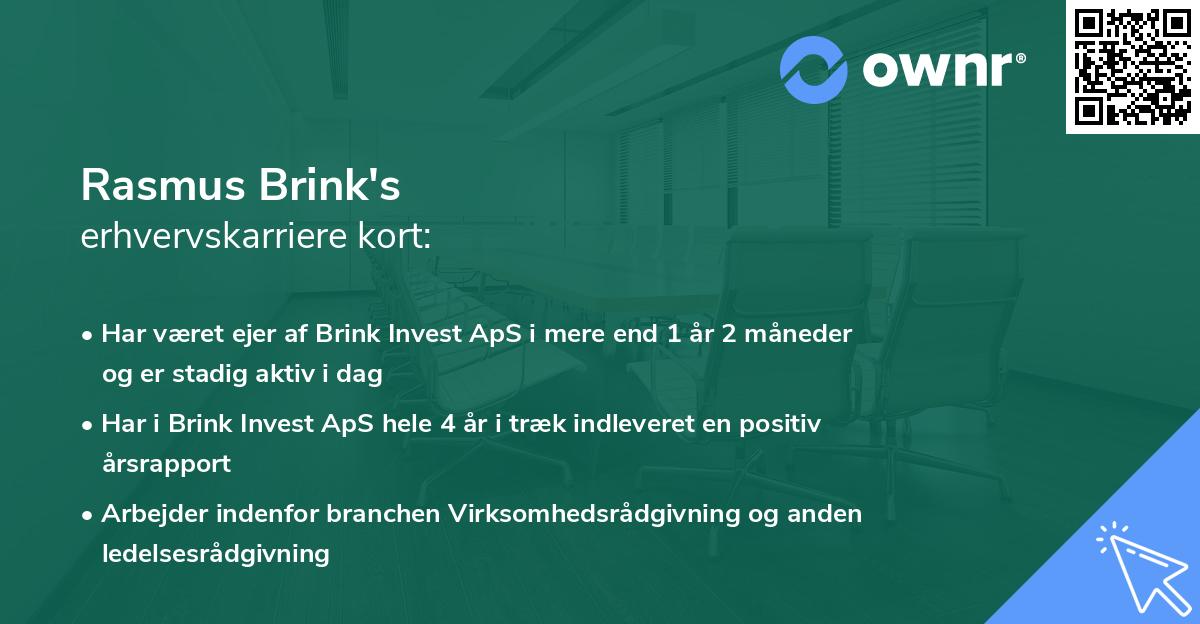 Rasmus Brink's erhvervskarriere kort
