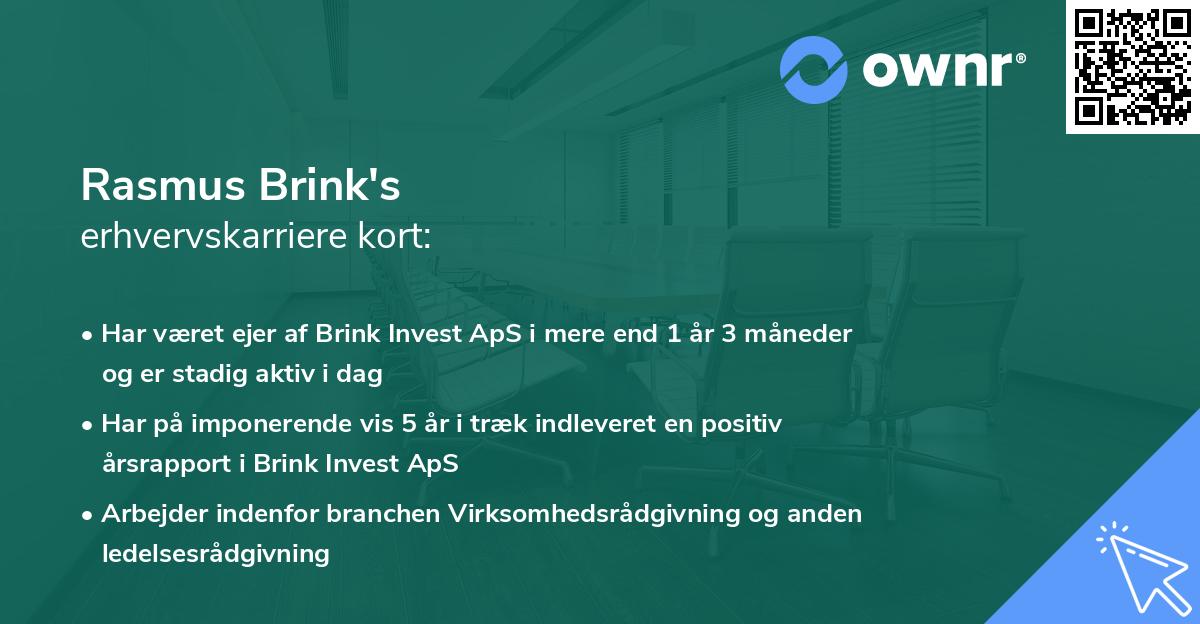 Rasmus Brink's erhvervskarriere kort