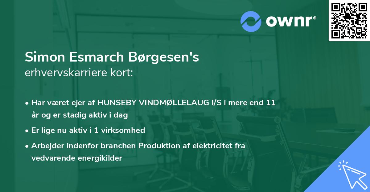 Simon Esmarch Børgesen's erhvervskarriere kort