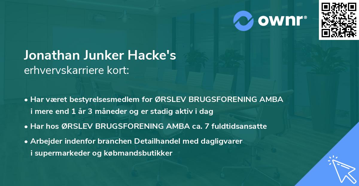 Jonathan Junker Hacke's erhvervskarriere kort