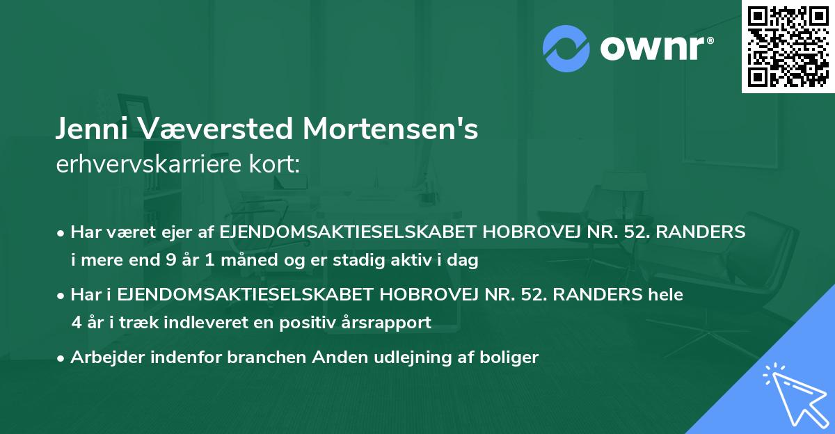 Jenni Væversted Mortensen's erhvervskarriere kort