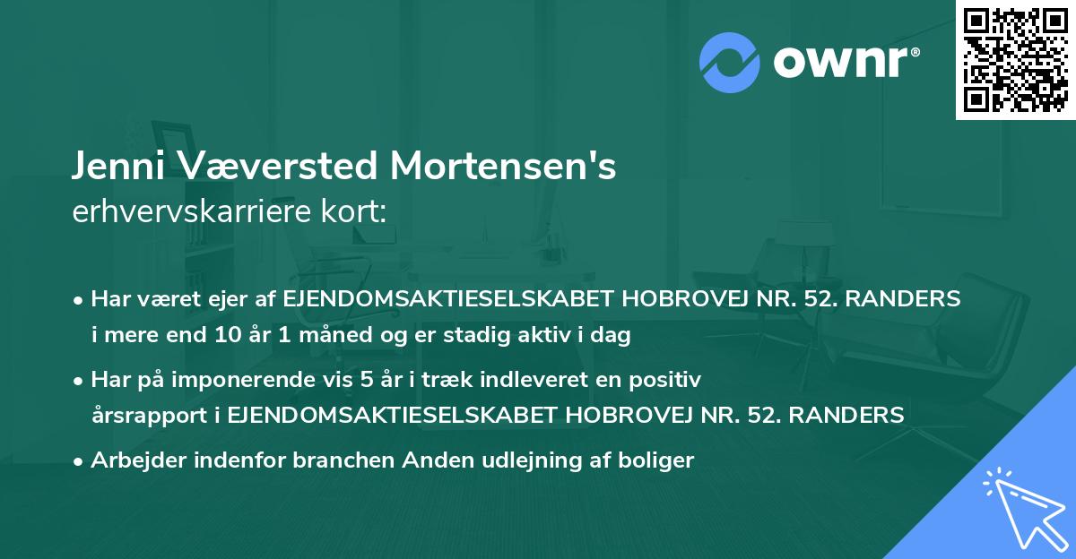 Jenni Væversted Mortensen's erhvervskarriere kort