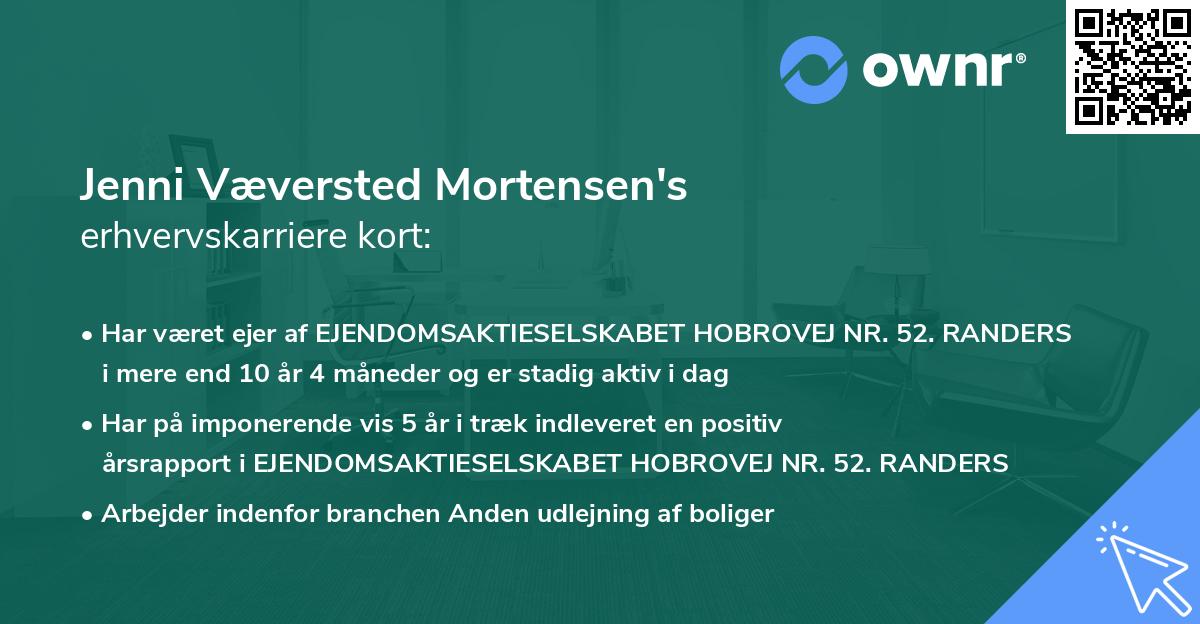 Jenni Væversted Mortensen's erhvervskarriere kort