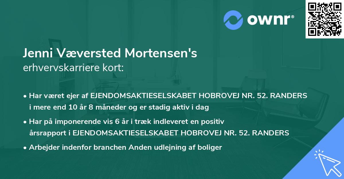 Jenni Væversted Mortensen's erhvervskarriere kort