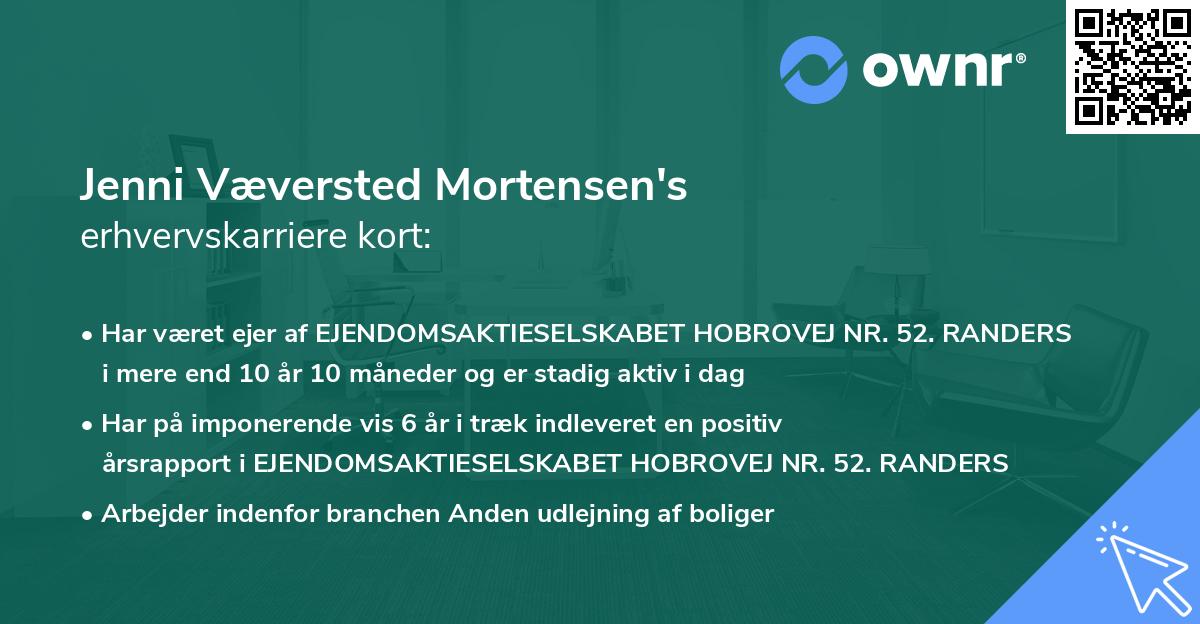 Jenni Væversted Mortensen's erhvervskarriere kort