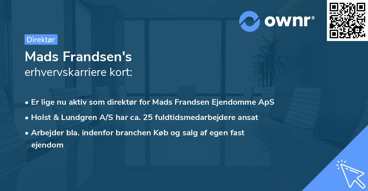 Mads Frandsen's erhvervskarriere kort