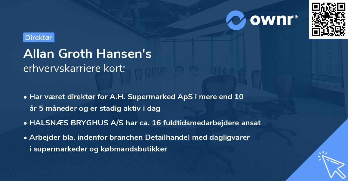 Allan Groth Hansen's erhvervskarriere kort