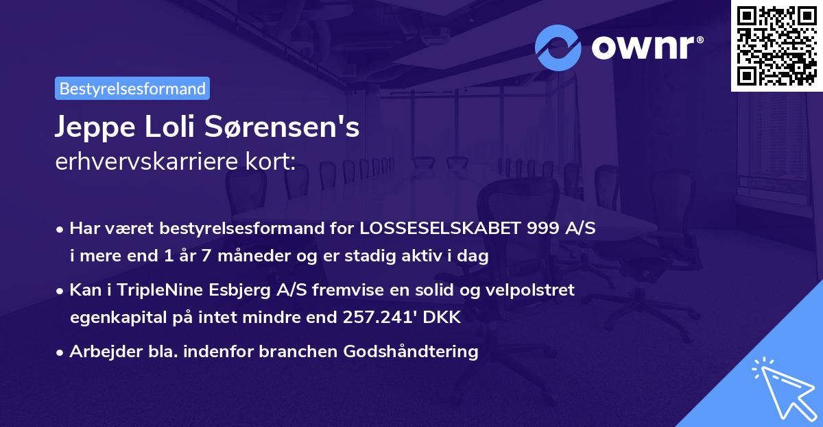 Jeppe Loli Sørensen's erhvervskarriere kort