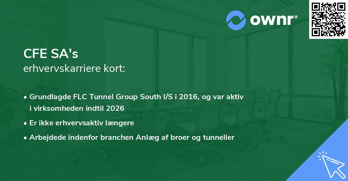 CFE SA's erhvervskarriere kort