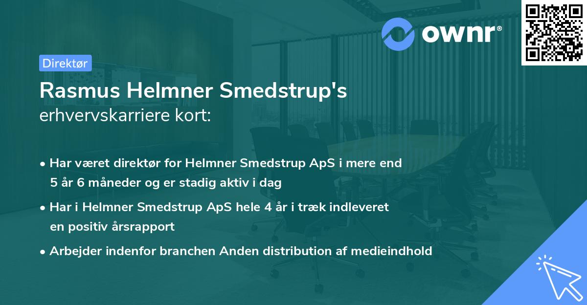 Rasmus Helmner Smedstrup's erhvervskarriere kort