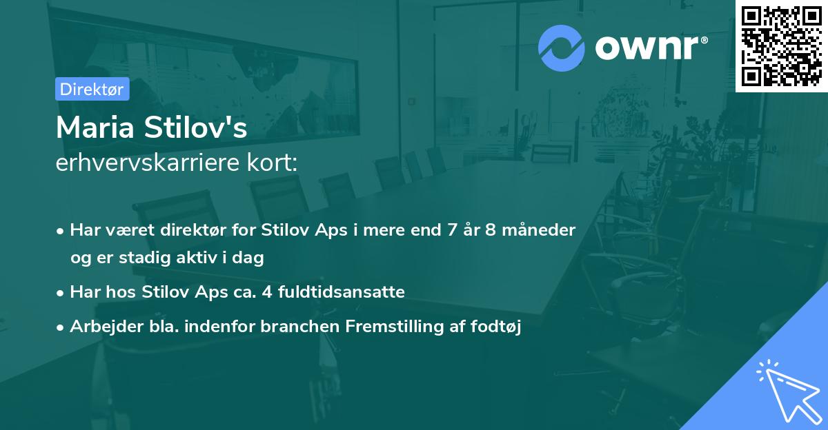 Maria Stilov's erhvervskarriere kort