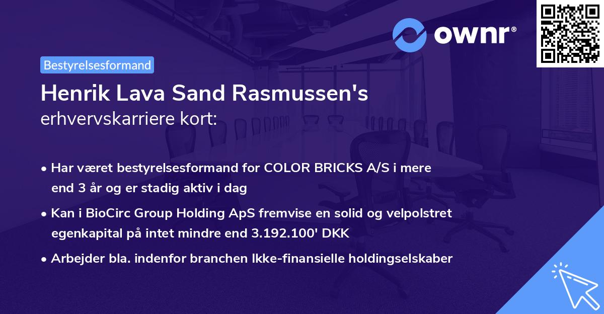 Henrik Lava Sand Rasmussen's erhvervskarriere kort