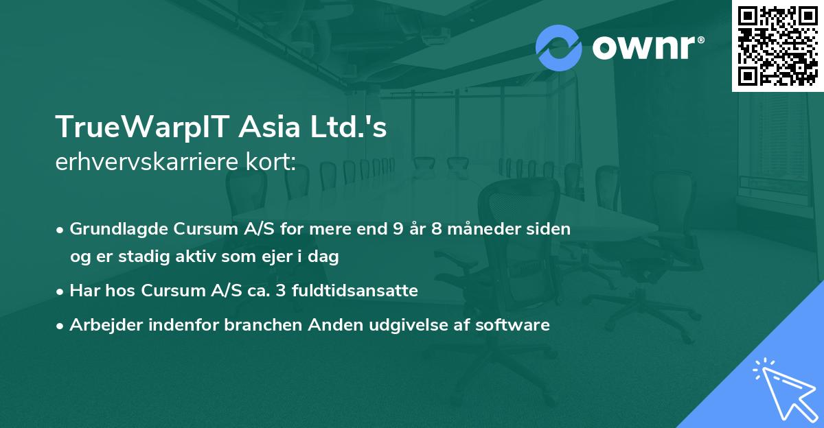 TrueWarpIT Asia Ltd.'s erhvervskarriere kort