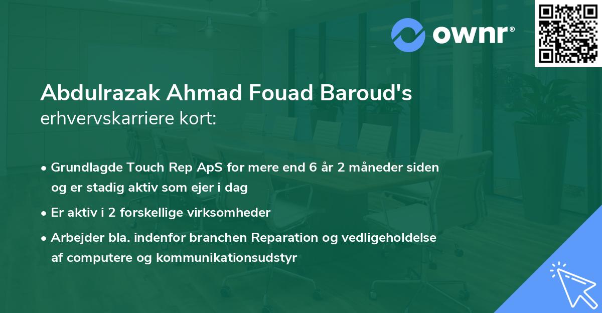 Abdulrazak Ahmad Fouad Baroud's erhvervskarriere kort