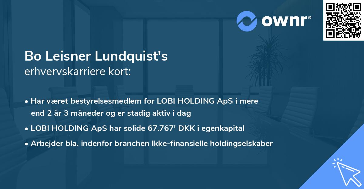 Bo Leisner Lundquist's erhvervskarriere kort