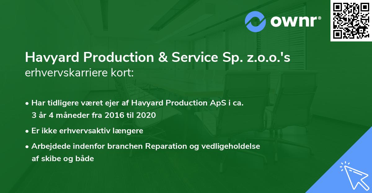 Havyard Production & Service Sp. z.o.o.'s erhvervskarriere kort