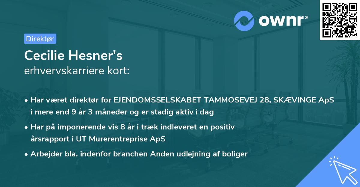Cecilie Hesner's erhvervskarriere kort