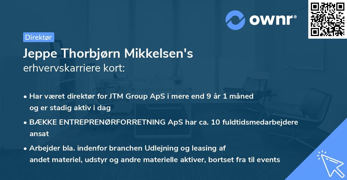 Jeppe Thorbjørn Mikkelsen's erhvervskarriere kort
